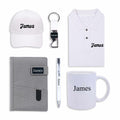 Personalized Set of 6-in-1 Tshirt, Diary, Mug, Pen, Cap and Keychain